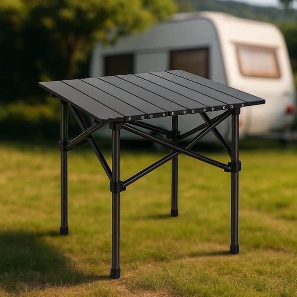 Sammenklappeligt campingbord lavet af kulstofstål