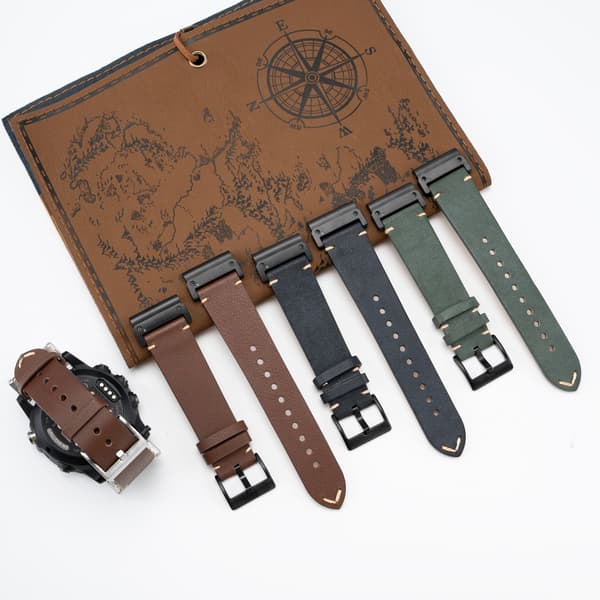 Premium læderurrem kompatibel med Garmin Fenix 8/7X/3 - Stilfuld erstatningsrem Sort 20 mm Sort 20 mm Black