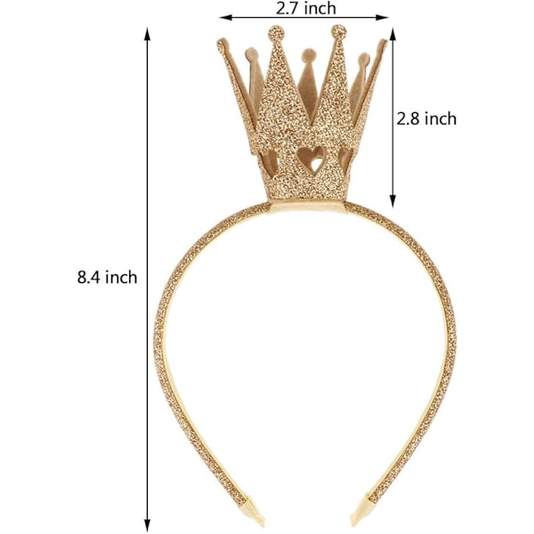 Flickrande Krona Hårband för Flickor Prinsessa Alice Band för Kvinnor Baby Barn Småbarn Fest Födelsedag Rhinestone Huvudbonad Guld Silver Starkrosa (1 st)