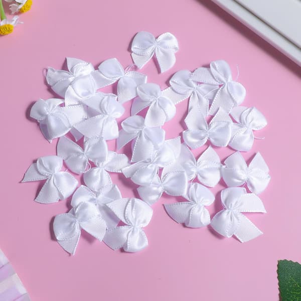 Minisløjfer, 100 stk. 1 tomme røde satinsløjfer i polyester til DIY-håndværk, bryllupper, højtider, hvid white