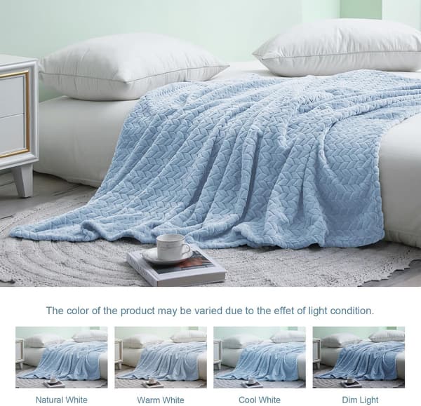 1 stk stort fleeceteppe til sofa, lyseblå | 127x178 CM, mykt pustende fluffy teppe. light blue