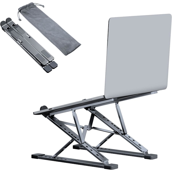 Laptopstativ för skrivbord, 9x7 nivåer justerbar, lätt och bärbar för resor (Silver)