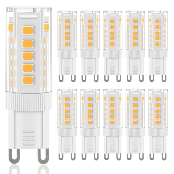 G9 LED-lyspærer varmhvite, 3W, 300LM, 3000K, erstatning 30W G9-halogenpære, flimmerfri, ikke dimbar for belysningsdekor, lysekrone, 10 stk.