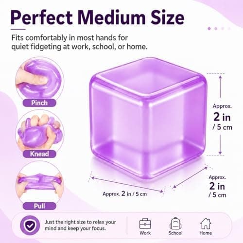 Isbit Squishy, Klemme Stress Terning til Angstlindring, Blødt Squishy Fidget Legetøj til Voksne, Sensorisk Gelkugle til Fødselsdagsgave, Skrivebord Purple