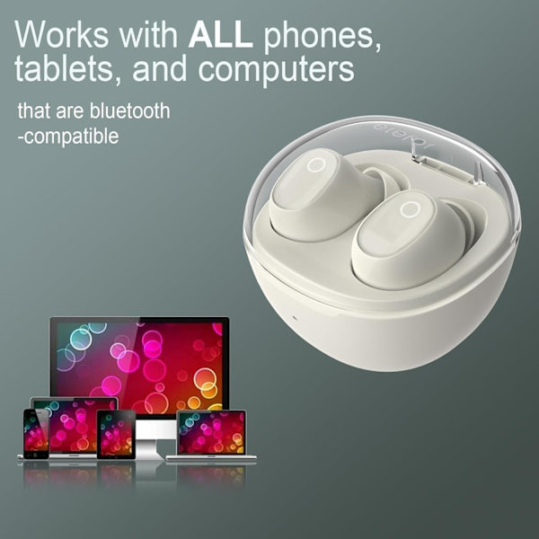 Mini BT -kuulokkeet T1, langattomat Bluetooth-kuulokkeet pienille korvakäytäville naisille ja miehille, kristalliset korvanapit Bluetoothilla ja melunvaimennuksella