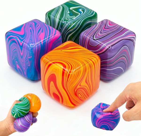 4-pakning stresskuber squishy-leker i bulk, 5 cm høydensitets kube fidget-leker