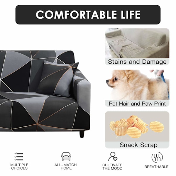 Elastisk sofaovertrekk 3-seters sofaovertrekk stretch sofaovertrekk sofa