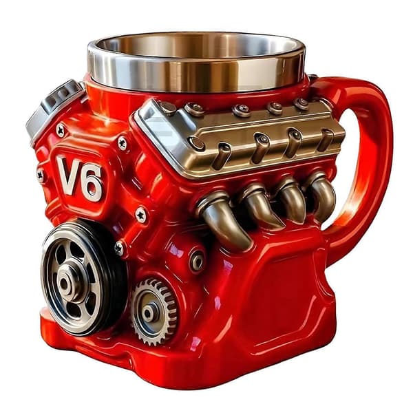 15oz Retro Motor Mugg Stor Kapacitet Drickmugg Present till Kaffeälskare V6 V6