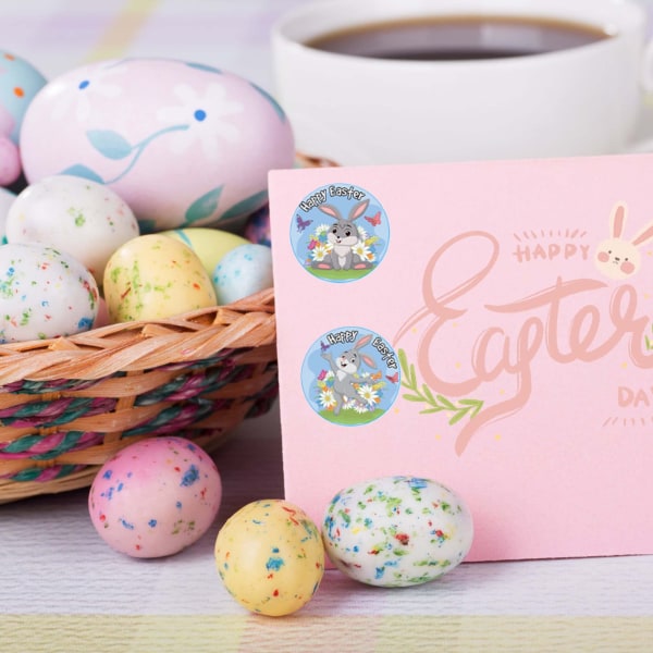 Påskeklistremerker, 500 stykker Bunny Egg Happy Easter Day-klistremerke, 8 påsketema-klistremerker Selvklebende klistremerker Påskeetiketter Utklippsbok