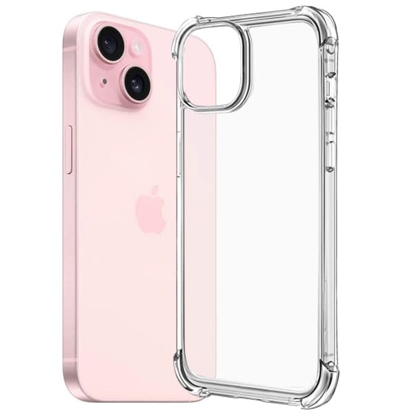 iPhone 15 -kuori, erittäin iskunkestävä ja kestävä, läpinäkyvä