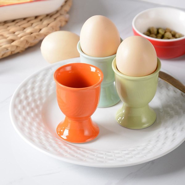 6 posliinimunakupin set , munateline jokaiseen aamiaispöytään, munateline, pehmeät kovaksi keitetyt munat, kotiravintola, värikäs, L