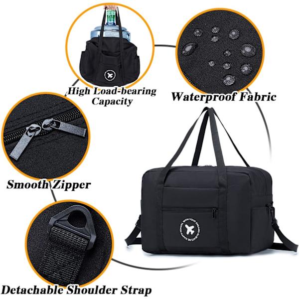 Ryanair Kabinekuffert 40x20x25 Rejsetaske 2 Pak Foldbar Under-sæde Kabinekuffert Vandtæt Weekendtaske Letvægts Håndbagage grey/black 2 park