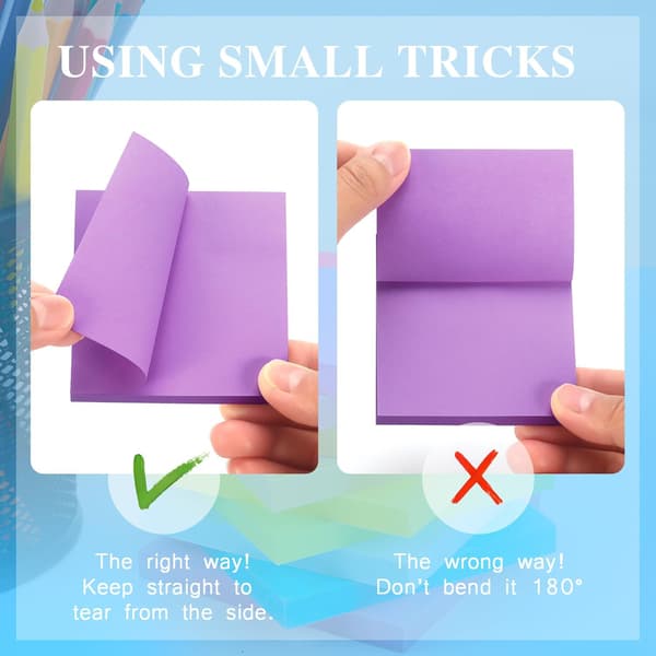 Sticky Notes 3x3 tommer 600 ark, 6 assorterede lyse farver | Sticky Notes Stærk klæbemiddel, Farverige Sticky Notes Memo Pads