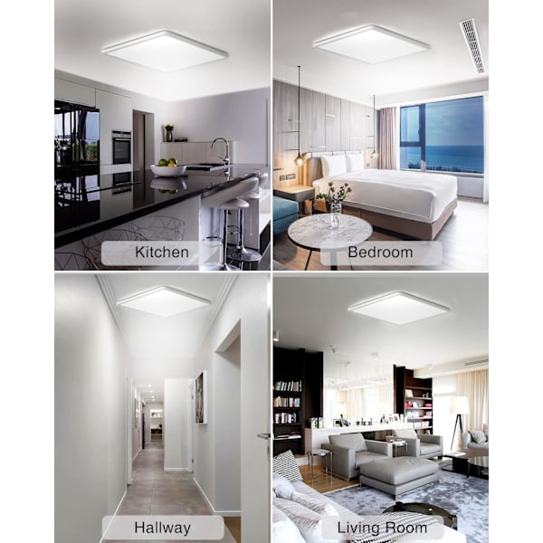 18W LED-taklampa, modern fyrkantig infälld belysningsarmatur för kök, korridor, vardagsrum, sovrum, kontor, vit