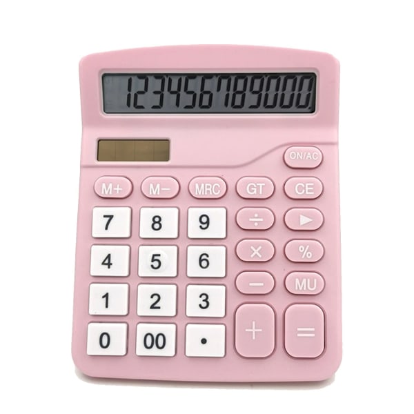 Digit Solar Scientific Calculator Taloustoimiston tietokonelaskimet Suuren näytön toimistolaskimet Söpö laskin (väri: vaaleanpunainen)