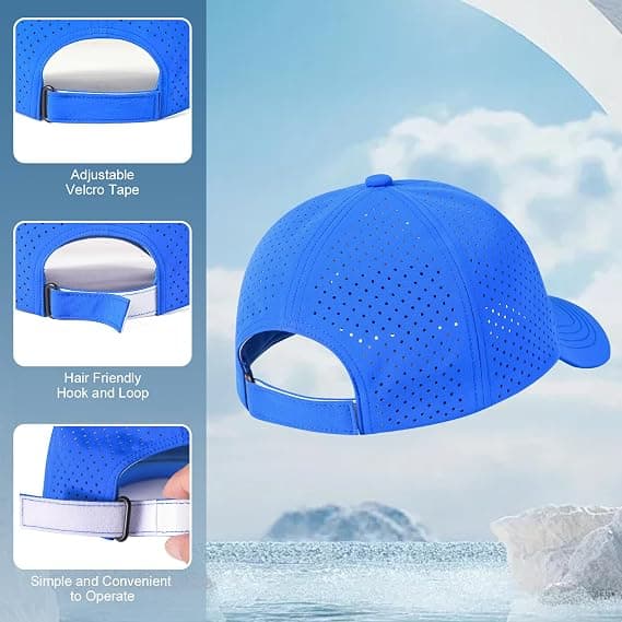 1 stk justerbar solbaseballcaps for menn, pustende snapback laserperforert nettinghatt, blå. blue