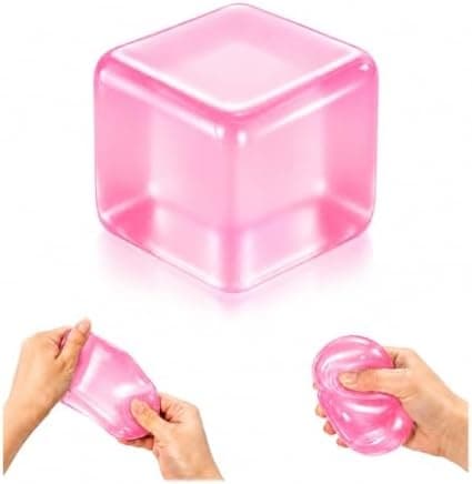 Isbit Squishy, Klem Stresskube for Angstlindring, Myke Squishy Fidget-leker for Voksne, Sensorisk Gelball for Bursdagsgave, Skrivebord Pink