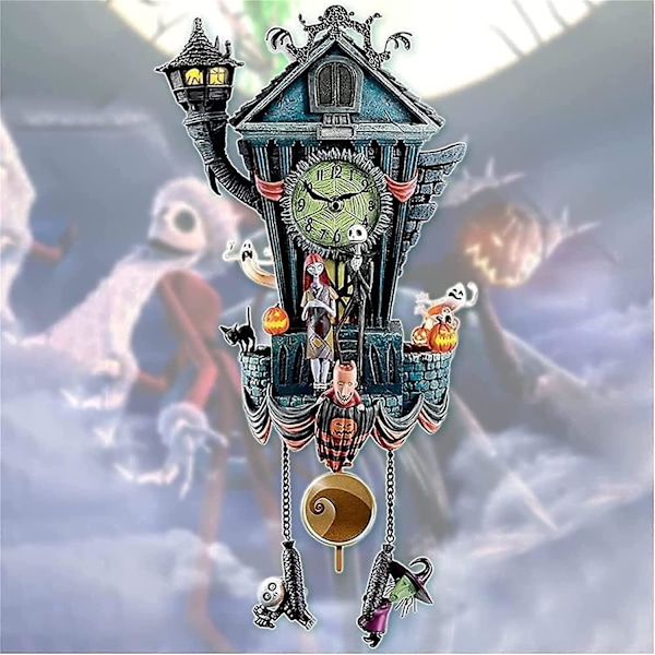 Kuckucksklocka från Nightmare Before Christmas, Tim Burtons The Nightmare Before Christmas Väggklocka Halloween Hem