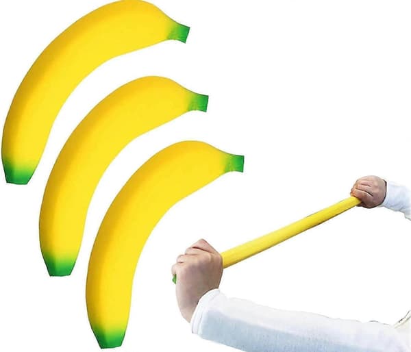 3-pack banan-squishy-leksaker, stresslindrande töjbar bananleksak, sensoriska fidget-leksaker för barn