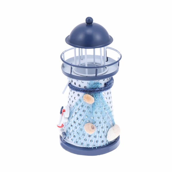 Nautical Lighthouse Tea Light -kynttilänjalka koristeltu ankkurimerenkulun lahjoilla vintage kotikoristeita