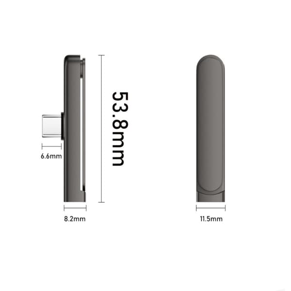USB-C hunn til USB-C hann-adapter med sammenleggbart mobilfeste, 240W maks, aluminiumslegering + PVC, mørkegrå, 2-pakning