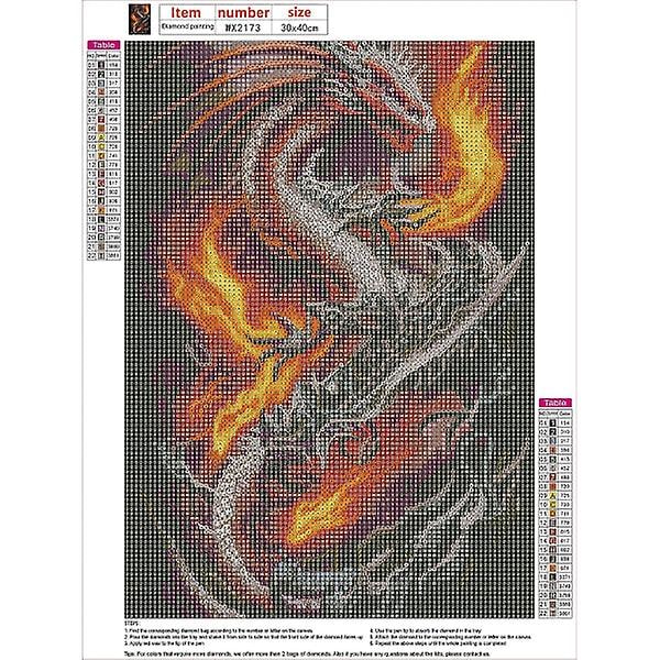 30 x 40 cm, flam drake diamantmålning broderi diamantmålning