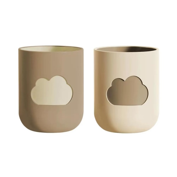 Simple Cloud Mouthwash Cup Hjemmebørstekop Creative Cute Couple Mundskyllekop (beige og brun)