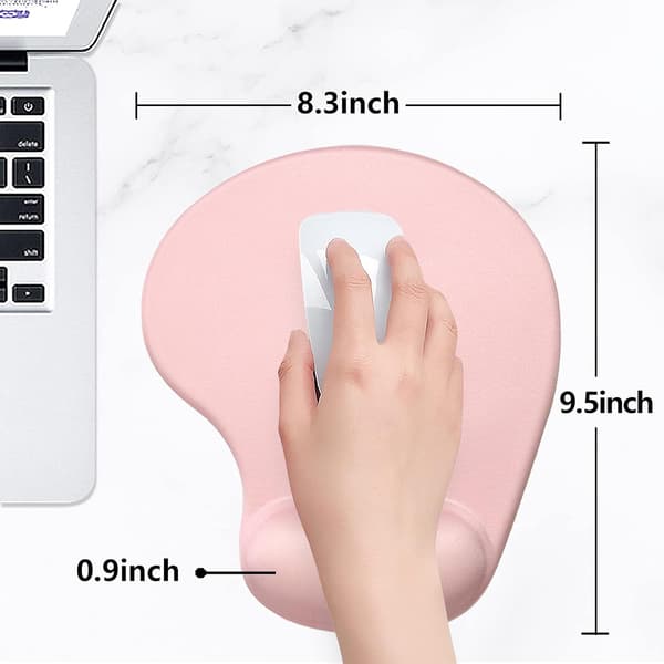 1 stk. ergonomisk musematte med håndleddsstøtte, smertelindrende musematte i minneskum for bærbar PC (255*215*30mm, rosa) pink
