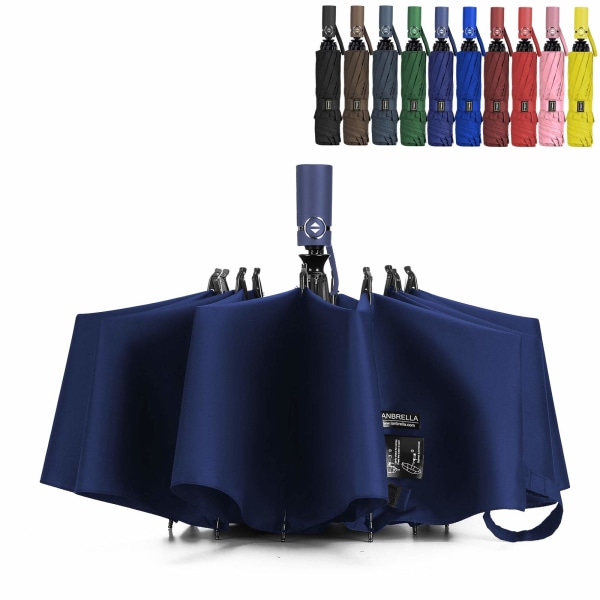 Paraply Vindtett reiseparaply Kompakt sammenleggbar omvendt paraply