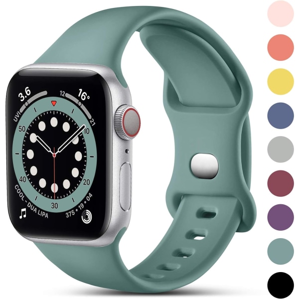 6-pack flätad solo loop kompatibel med Apple Watch-armband 44 mm 45 mm 42 mm 49 mm kvinnor män, justerbart nylon stretchigt elastiskt sportarmband green 42/44/45/49MM