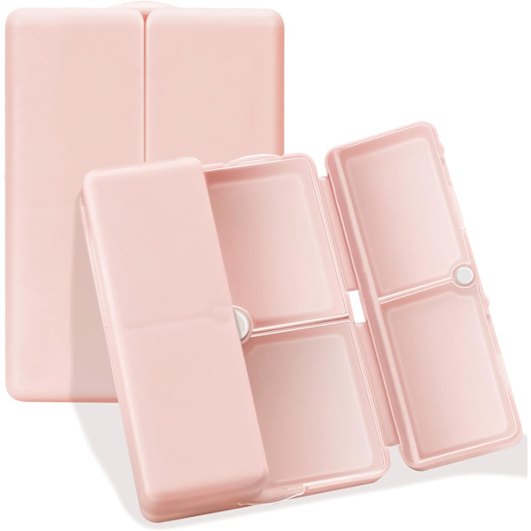 Daglig pillerorganisatör, 7 fack bärbar rese pillerfodral [Fällbar design] Pillerlåda för handväska ficka -Rosa