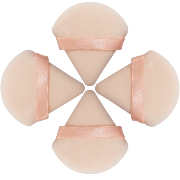 4 stk pudderpuff, trekantformede pudderpuff for presset pudder - beige color