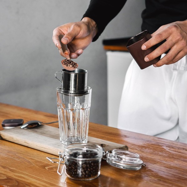 6,7 tommers 1 spiseskje kaffeskje for malt kaffe Tre lang håndtak kaffebønneskje teskje måleskje, 1 ss