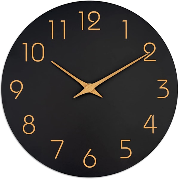 Væg ur, batteridrevet lydløs ikke-tikende - Rose Gold tal ur dekorativ (10\" sort)