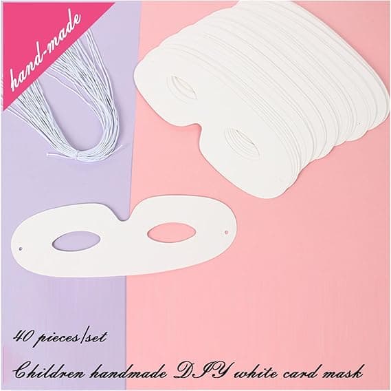 40 stk. utstansede papirmasker, halvmasker, DIY hvite blanke masker, maskerade-masker, cosplay-utkledning for barn
