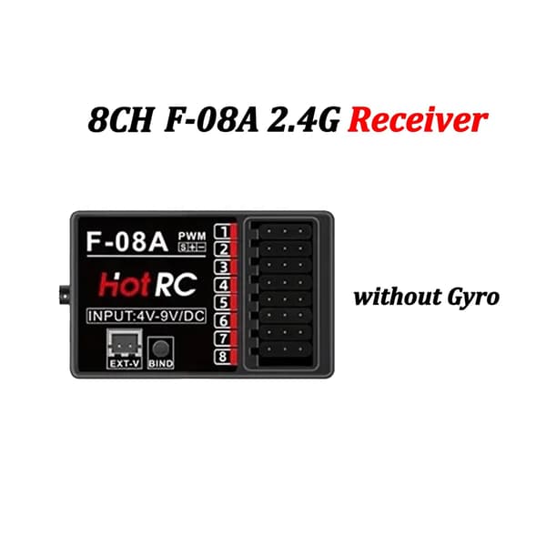 HOTRC F-08A 8CH 2.4GHz PWM-mottaker for RC-bil, båt, fly 2pcs F-08A
