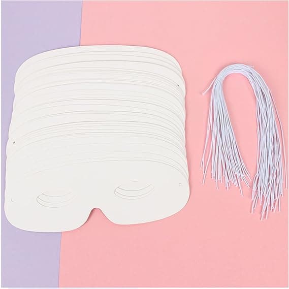 40 stk. utstansede papirmasker, halvmasker, DIY hvite blanke masker, maskerade-masker, cosplay-utkledning for barn