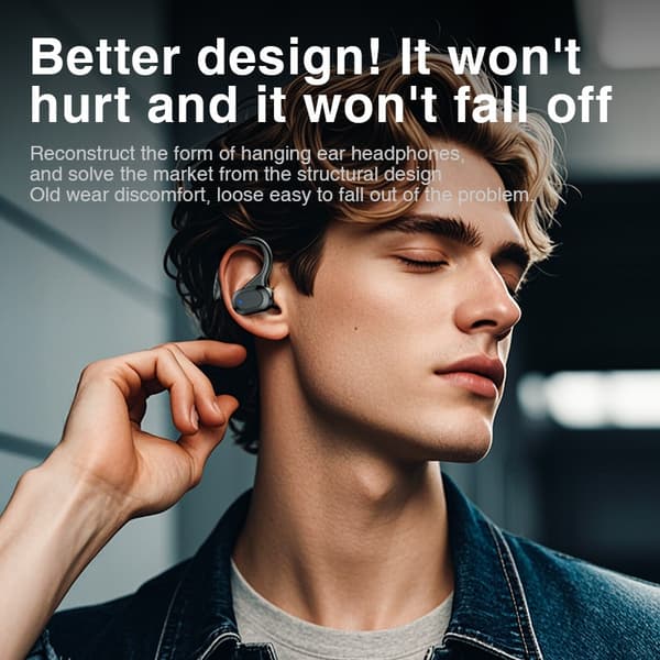 Trådløse Bluetooth-hovedtelefoner til sport, trådløse hovedtelefoner med mikrofon Bluetooth, Hi-Fi Stereo Bluetooth-headset til arbejde Mørk