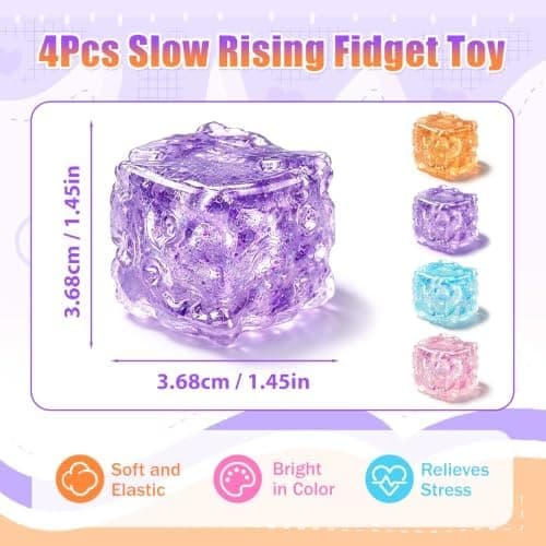 4-pack ost-squishy, mini-squishies ost-stresskub, långsamt stigande glitter sensorisk fidget-leksak för vuxna barn ångestlindring kontor klassrum 4pcs Ice Cheese