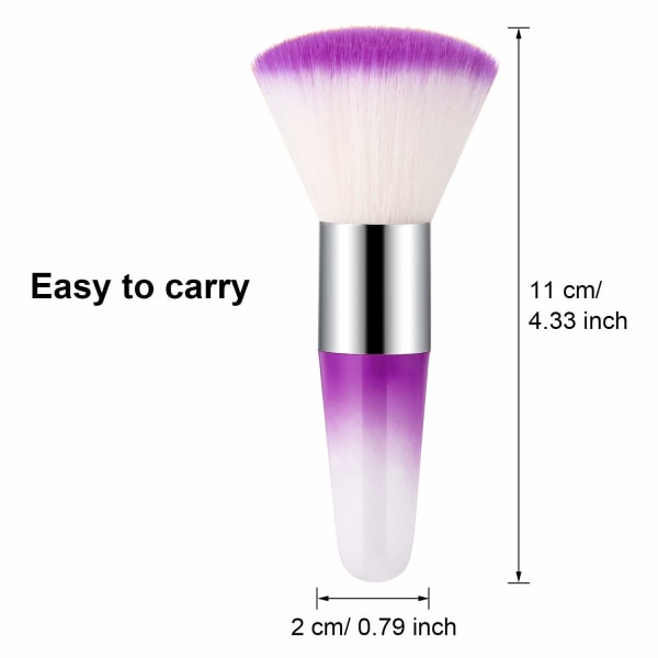 2 stykker Soft Nail Art Dust Remover Powder Brush Cleaner til akryl og makeup pulver Blush børster (lilla)