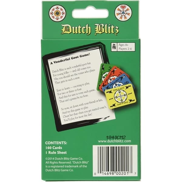 Engelsk version af Dutch Blitz: Original og udvidelsespakke - Familiespil, interaktiv udfordring for børn og forældre, Basic Green+Extended Blue