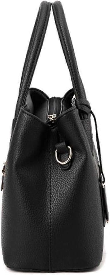 Damehåndtaske, skuldertaske, mode retro PU læderhåndtaske, stilfuld, sort
