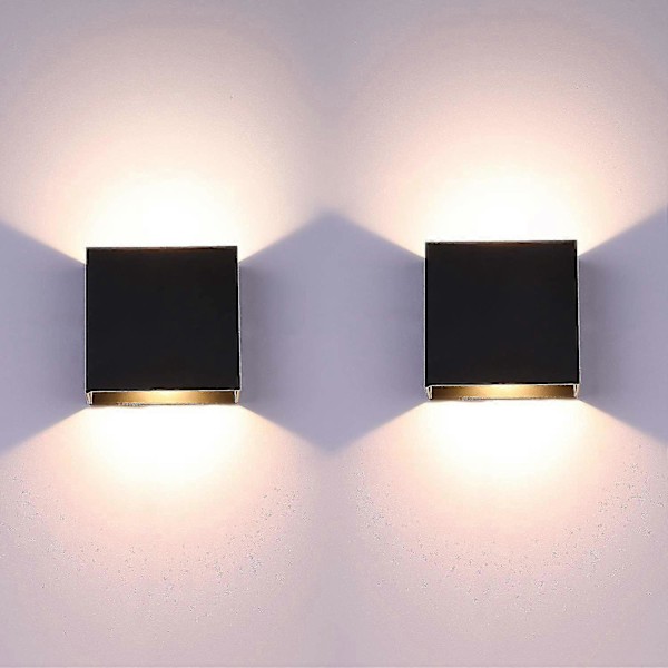2 Pak Led Vægskinner Indendørs Op Og Ned Vægskinner Sort 6w Aluminium