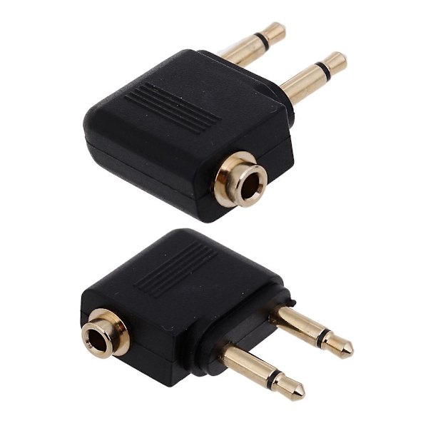 2 stk. 3,5 mm flyhovedtelefon mono-konverter rejseflyselskabsadaptere
