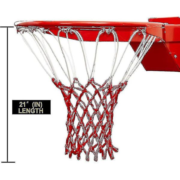2 Profesjonelle, slitesterke basketballnett - Passer til standard innendørs eller utendørs 12-løkke felger red