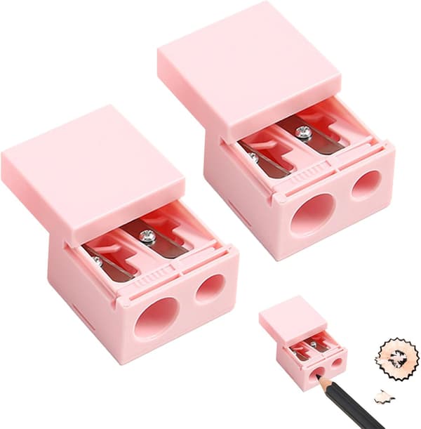 2 stk. skønhedsblyantspidser i dobbelt størrelse, makeupspidser (3*4*3,8 cm), sort pink