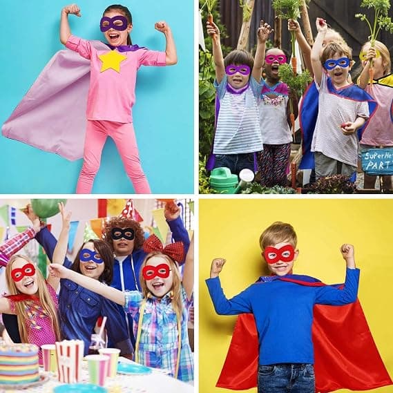 Superheltekapper Børnekostumer Festartikler Sæt med 10 - 10 satinkapper og 10 filtmasker
