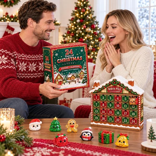 Squishy Julekalender 2026, 24 Minifigurer Nedtælling til Jul