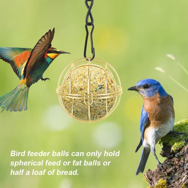 Fat Ball Fuglemater, 2 stk Metall Fat Ball Fugleholder, Hengende Fuglemater Holder Sfærisk med 2 S-formede kroker