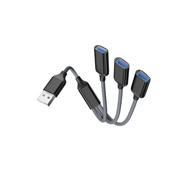 USB Hub Splitter - 3 porter Svart Svart Black